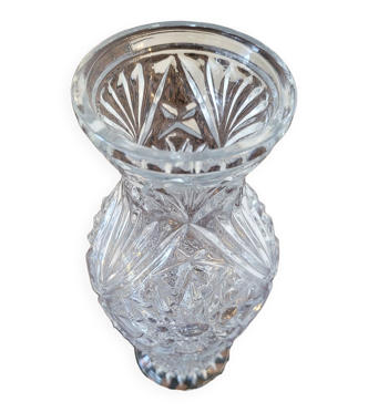 Vase en verre transparent ciselé vintage | Selency