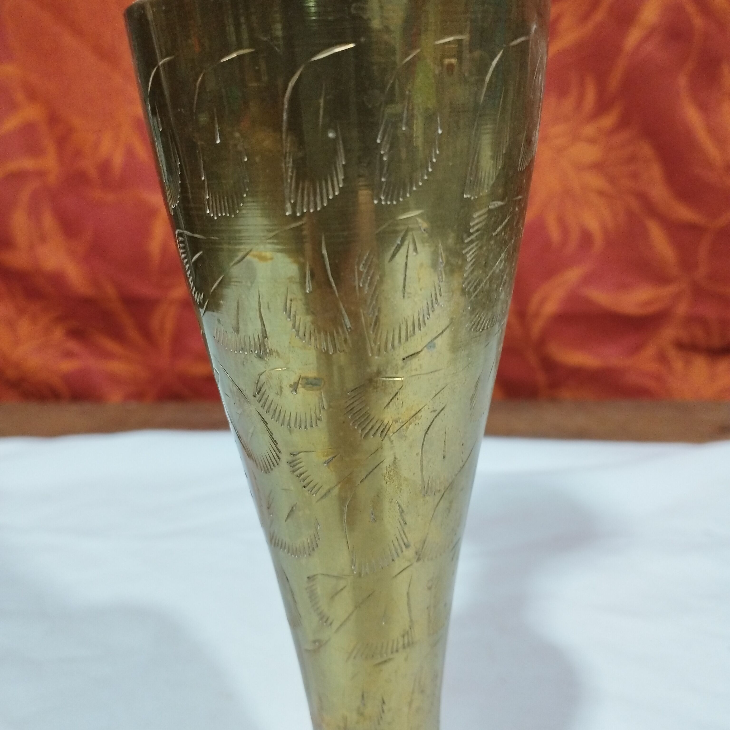 Old brass soliflore vase