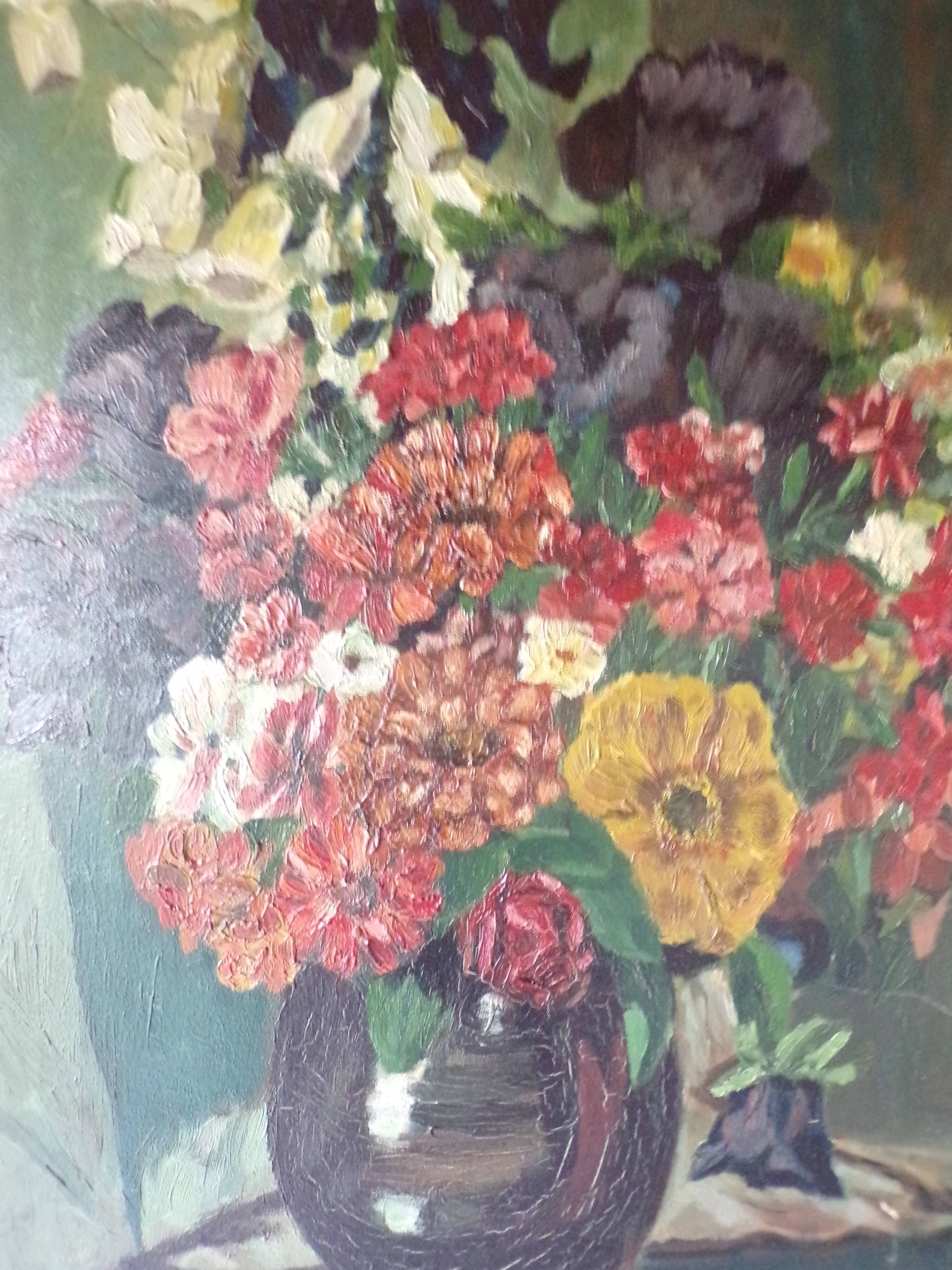 Huile sur panneau nature morte