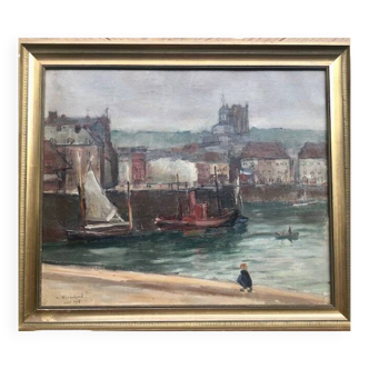 Alexandre Blachard, Une vue de Dieppe, France, huile sur toile