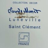 Square bowl in Lunéville Saint Clément earthenware, Monet's Water Lilies decoration.