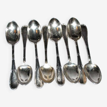 Ravinet d'enfert set of 8 silver-plated mocha coffee spoons crossed ribbons 11.5cm