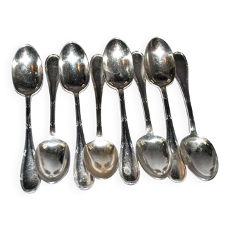 Ravinet d'enfert set of 8 silver-plated mocha coffee spoons crossed ribbons 11.5cm