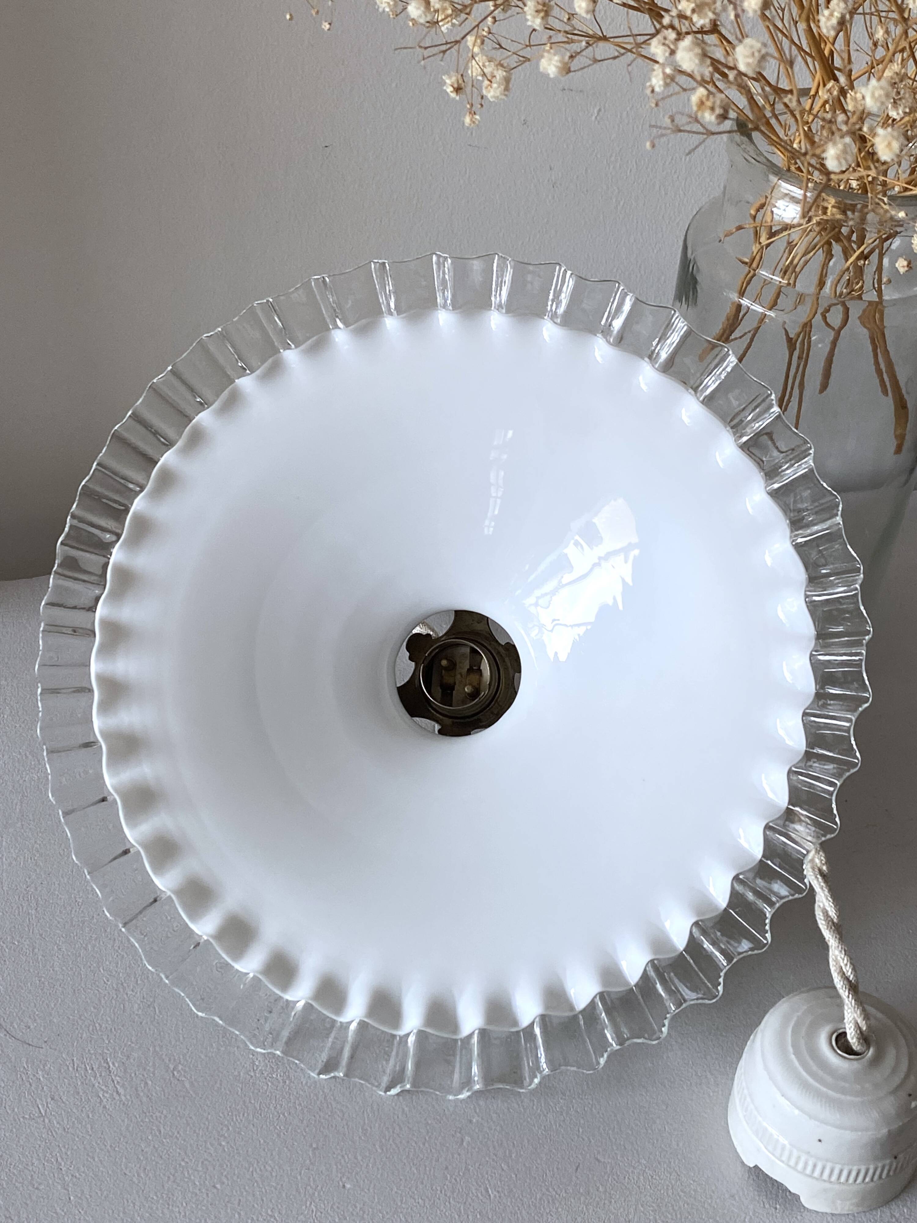 Opaline glass pendant light