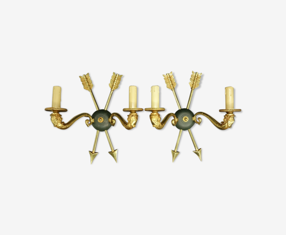 Paire d'appliques, aux flèches et dauphins, style Empire