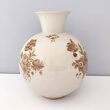 Vase en céramique ivoire et détails floraux marron par Rosenthal, Italie
