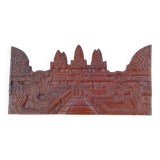 Carved wooden relief, reproduction of the Angkor Wat temple.