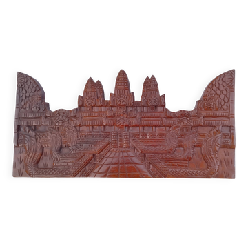 Relief sculpté en boi, reproduction du temple d'Angkor Wat