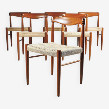 6 chaises en bois et corde par Henry Klein pour Bramin