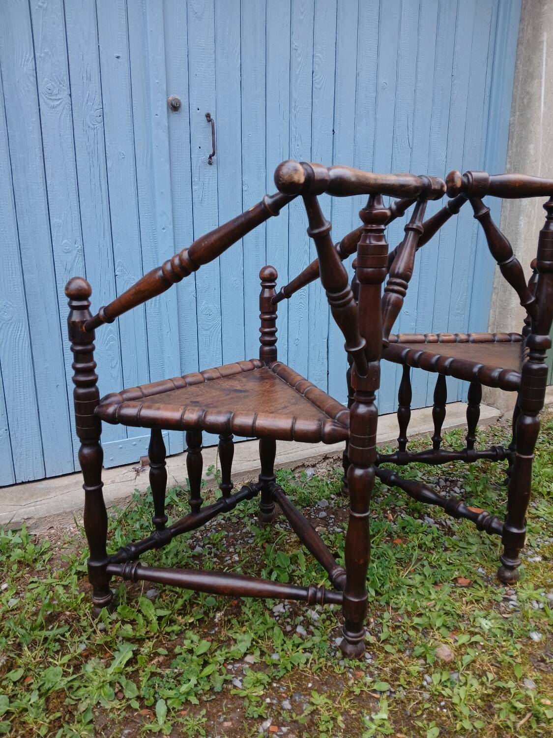 2 antique Scandinavian corner chairs/armchairs