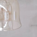 Smoked Mid-century Brass and Glass Bell Pendant (5 available)