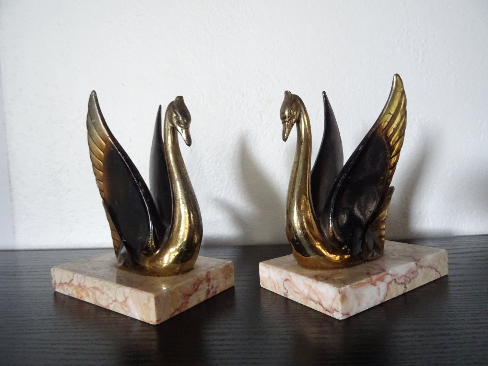 Serre-livres cygnes art déco
