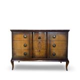 Commode italienne en placage et bois massif de noyer, années 1940-1950