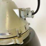 Grey cast aluminium explosion proof lamp with black enameled shade