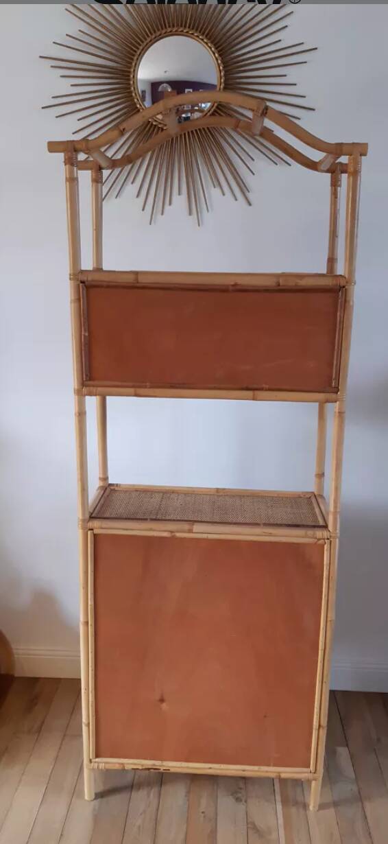 Rattan stand shelf and canning 50s