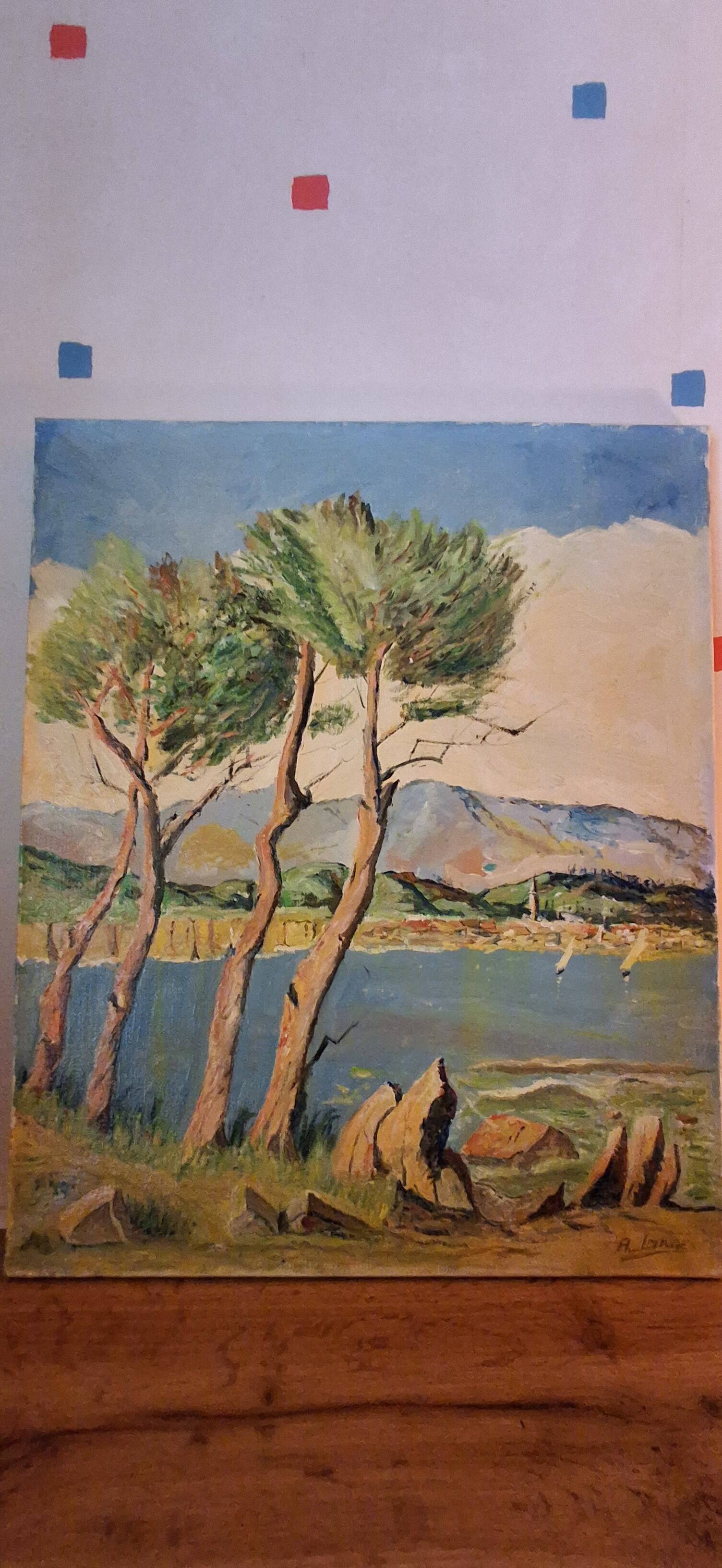 Tableau Huile sur Toile - Golfe de Saint-Tropez par A. Lange (46x37 cm)