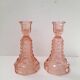 Paire de bougeoirs roses Art Déco Luxval