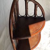 Corner shelf in dark rattan, 60s/70s