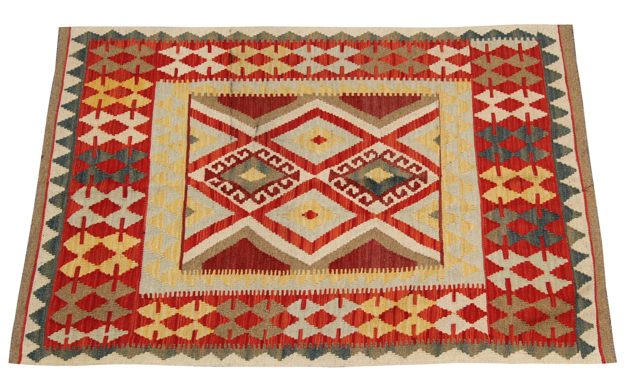 Handwoven afghan kilim rug, oriental flat-woven rug-60x214cm