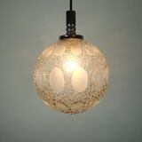 Mid century pendant light richard essig structured glass and chrome 1960s 70s