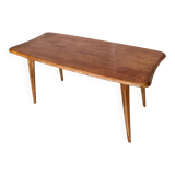 Table basse en chêne, pied, compas. fusées. forme libre vintage ancien