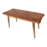 Table basse en chêne, pied, compas. fusées. forme libre vintage ancien