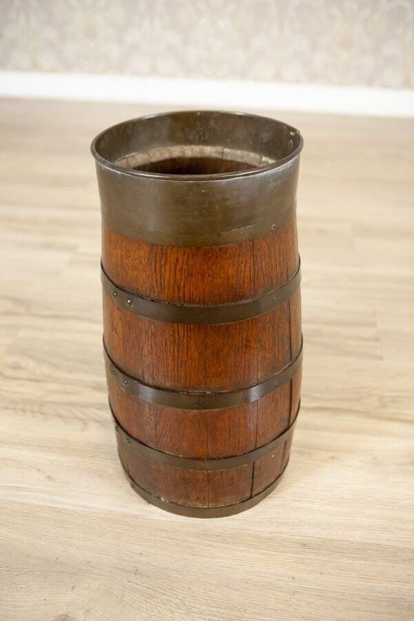 Oak Barrel Umbrella Stand, Early 20th Century