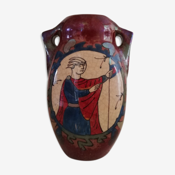 Vase à décor de la tapisserie de bayeux de l.-e. desmant