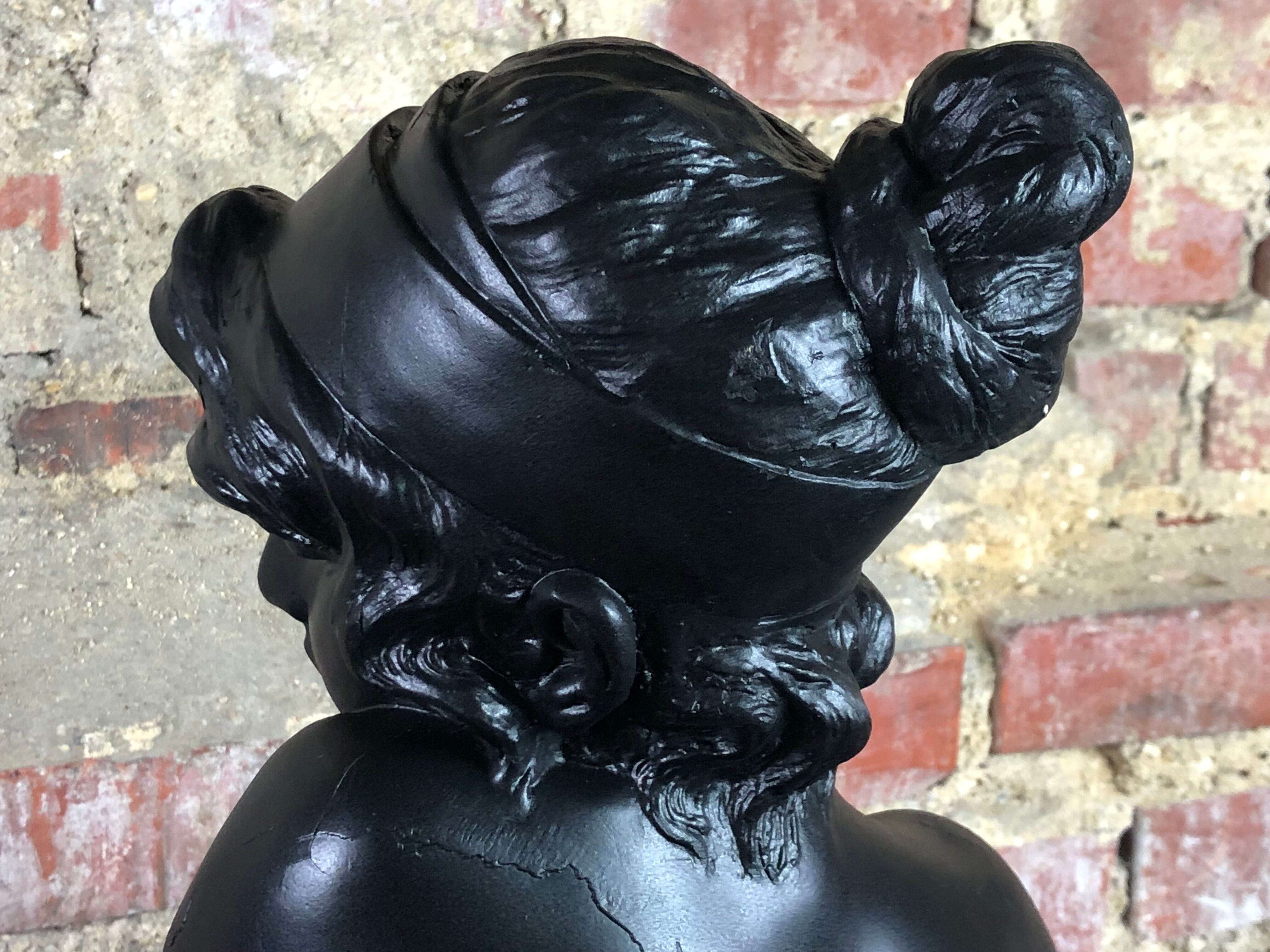 Art Nouveau woman bust in plaster signed E.Villanis
