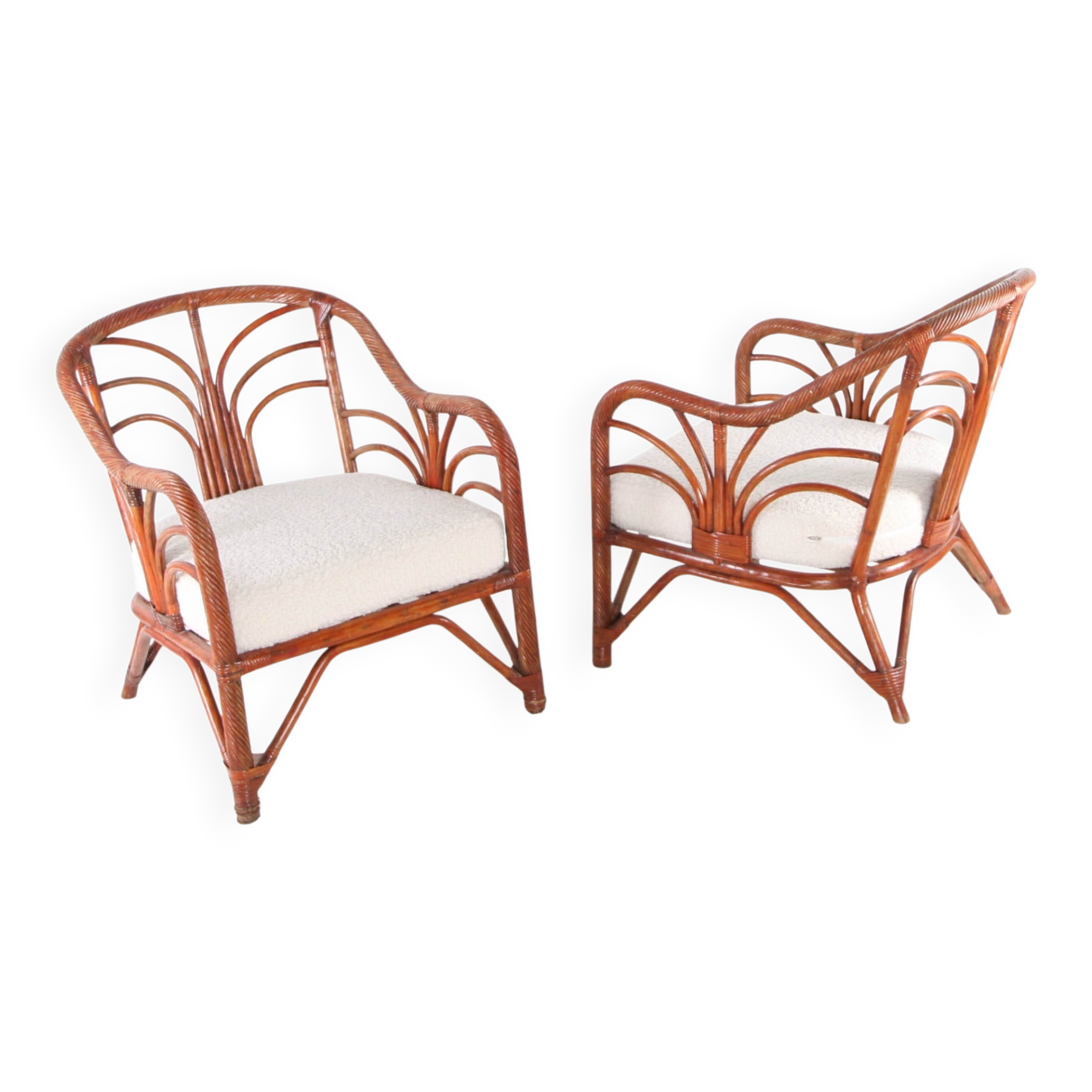 Pair of rattan armchairs