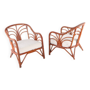 Paire de fauteuils en - rotin