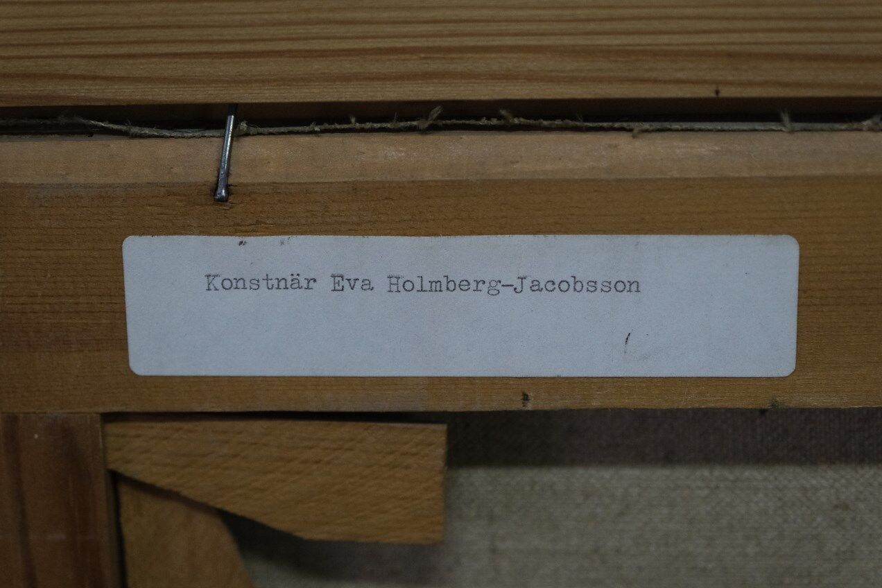 eva holmberg-jacobsson, swedish modern painting, 1960s, oil on canvas
