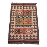 Tapis kilim en toile de jute et coton. 125cm x 195cm
