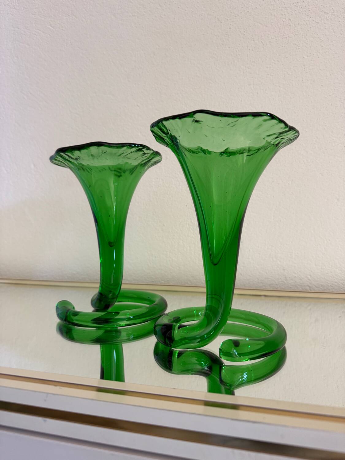 Blown glass cone vases from the 60s