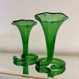 Blown glass cone vases from the 60s