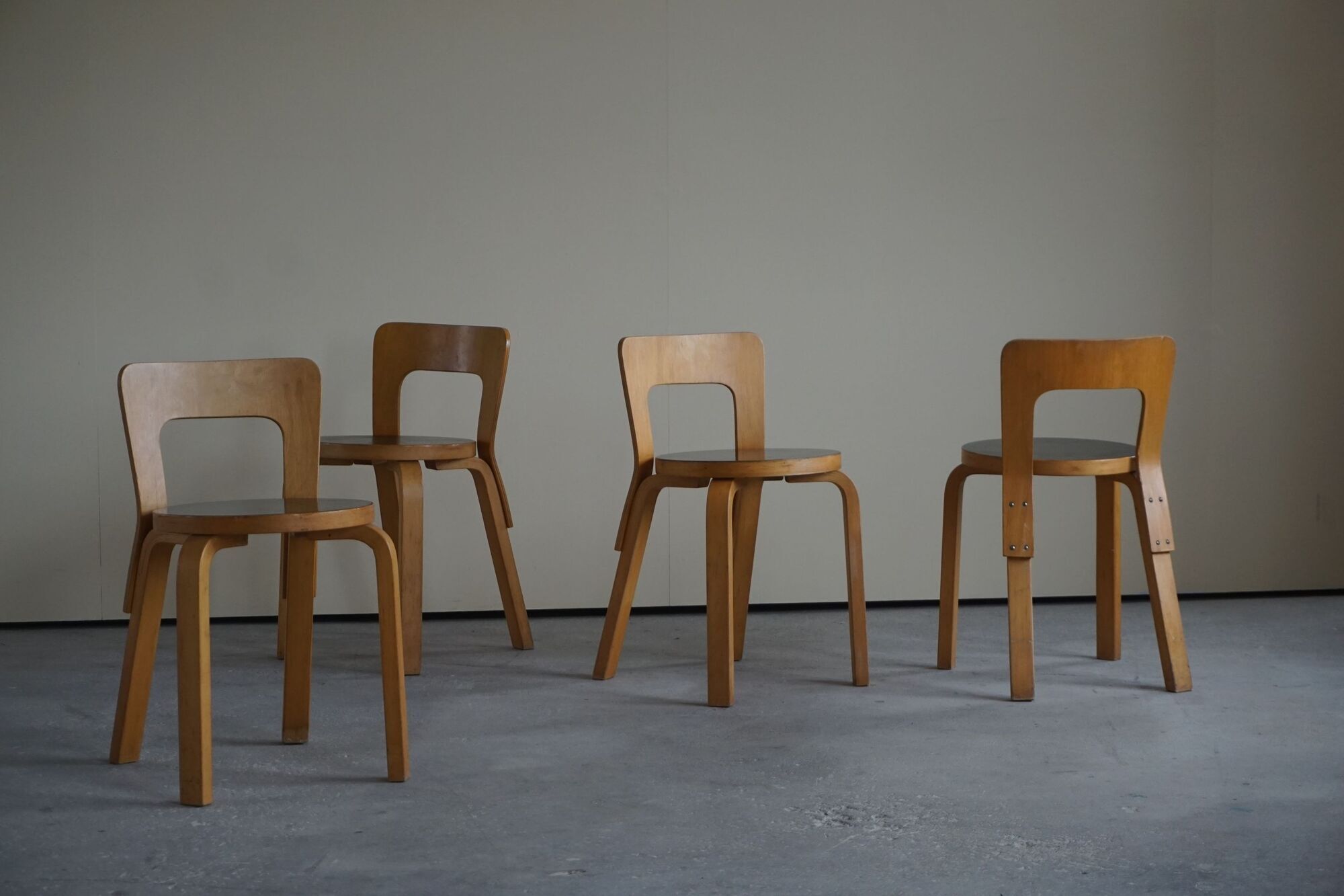 Model 65 dining chairs by Alvar Aalto for Artek, 1950