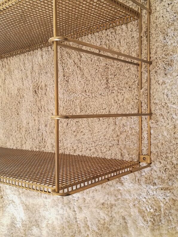 Brass gold metal wall shelf