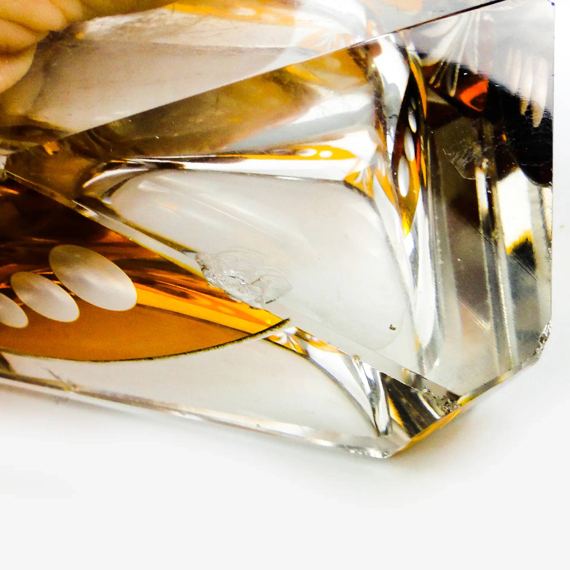 Art Deco ashtray, crystal glass, Huta Julia, Poland, 1960s