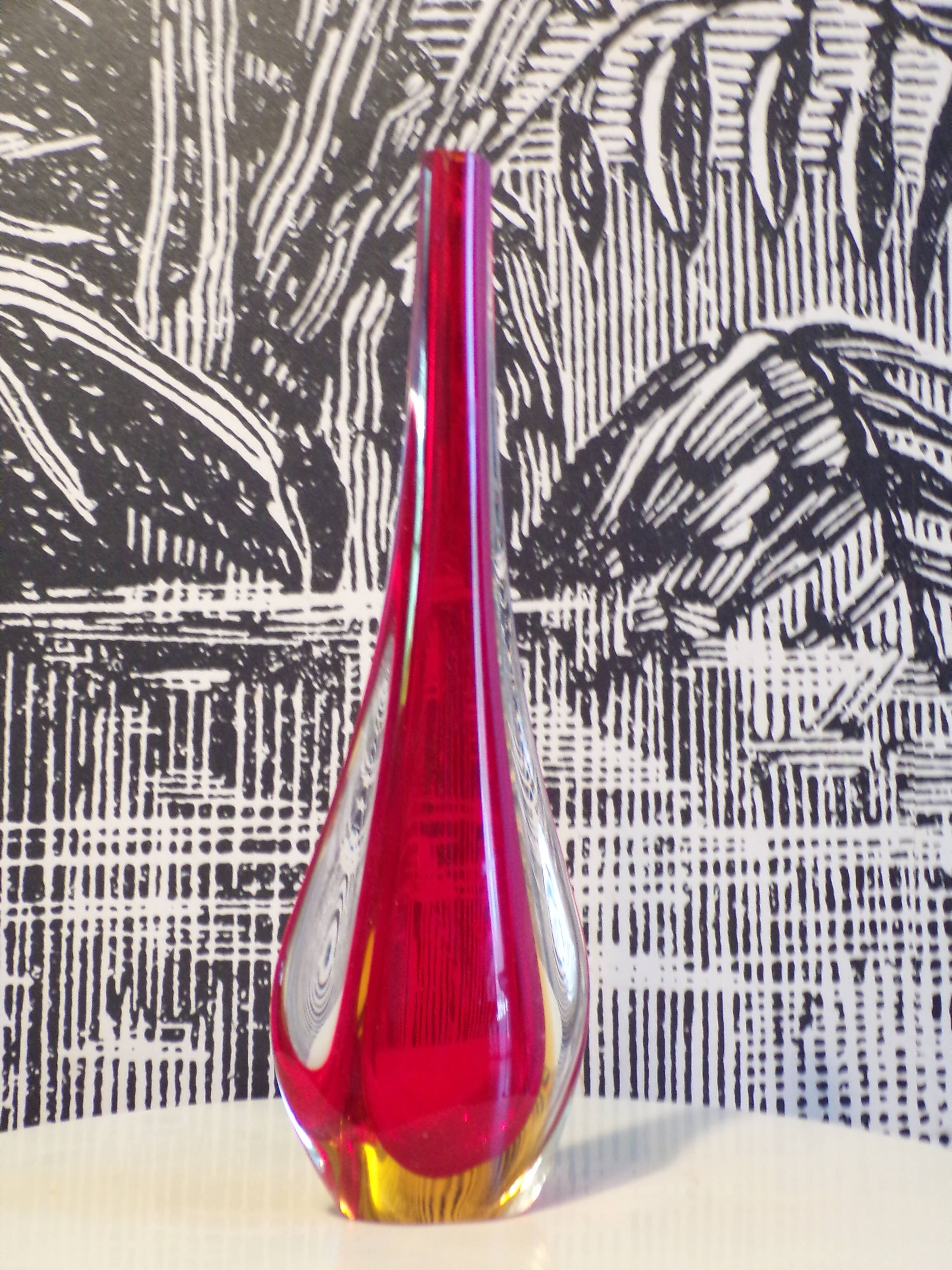 Murano Sommerso Flavio Poli drop vase