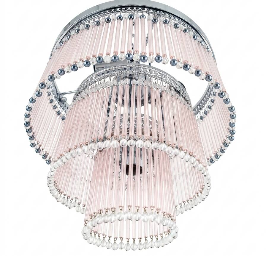 Lampadario a cannucce in vetro di Murano soffiate e fatte a mano