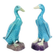 Vintage Duck Figurine Figure Couple Blue Chinese Porcelain