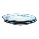 3 dessert plates / saucers Sarreguemines Lancaster blue decoration
