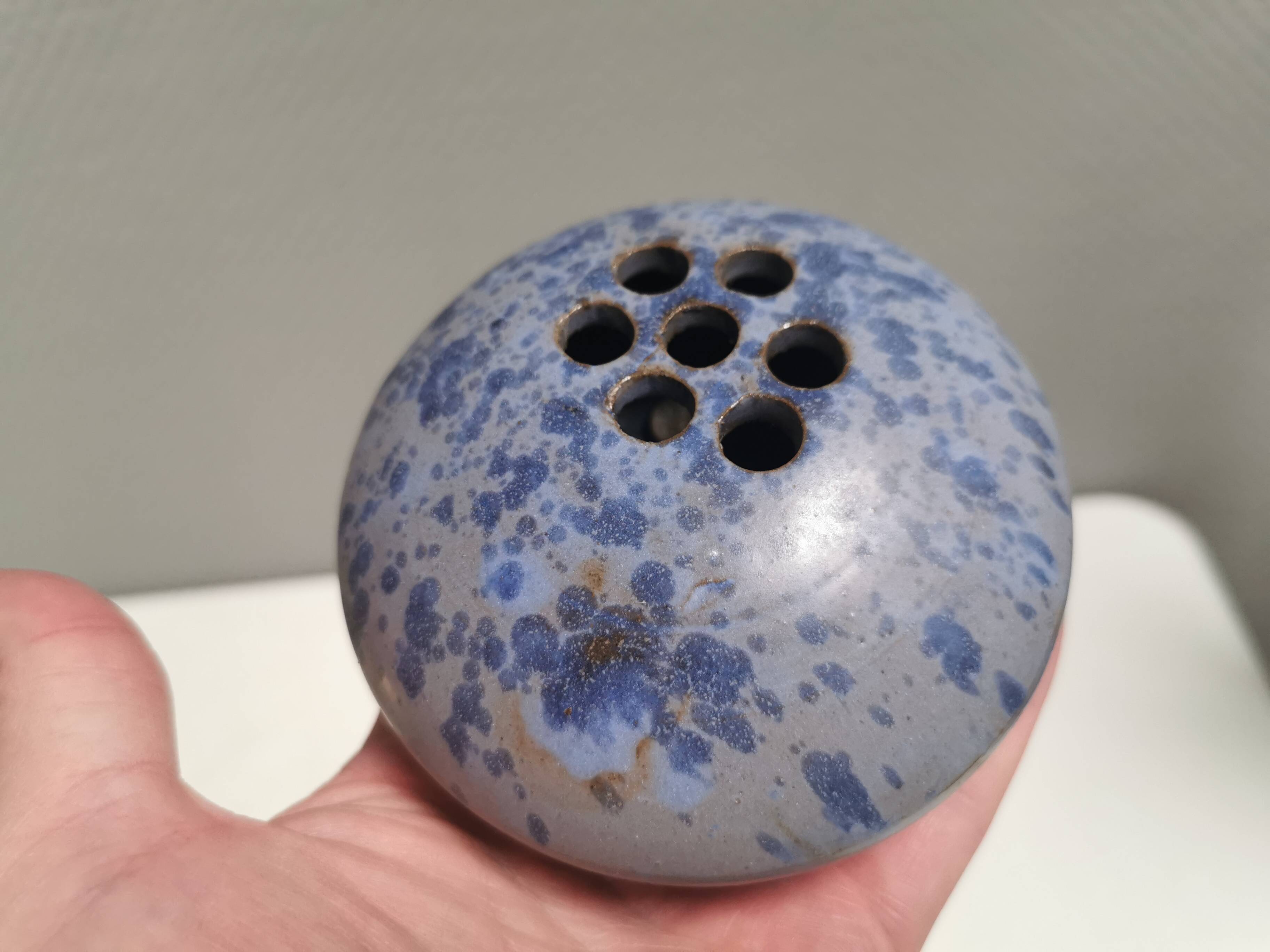 Small gorgeous vase in bluish colours/shades. Netherlands 1970s