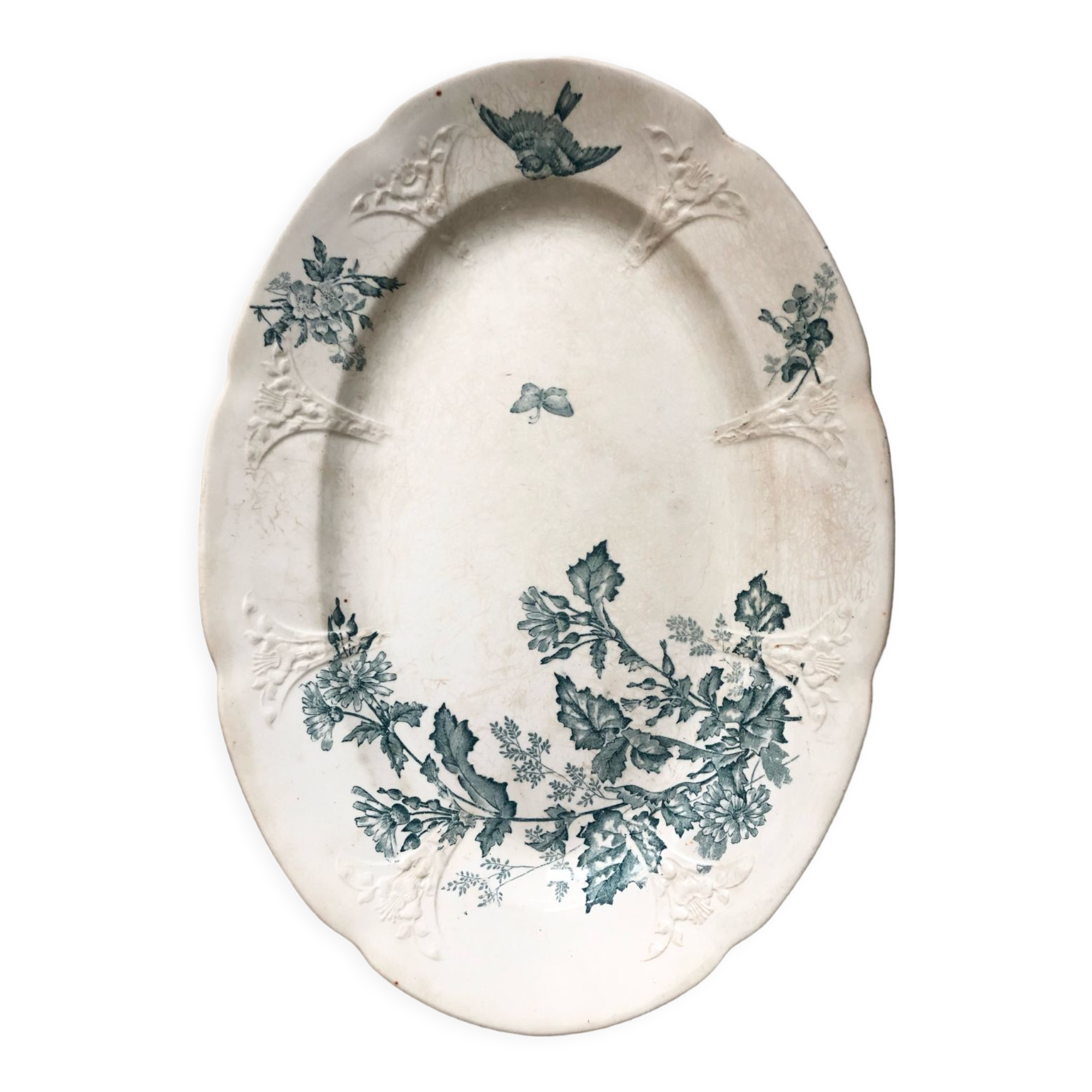 Flat oval iron earth bird and butterfly