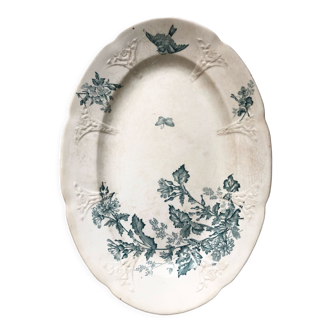 Plat oval terre de fer oiseau et papillon