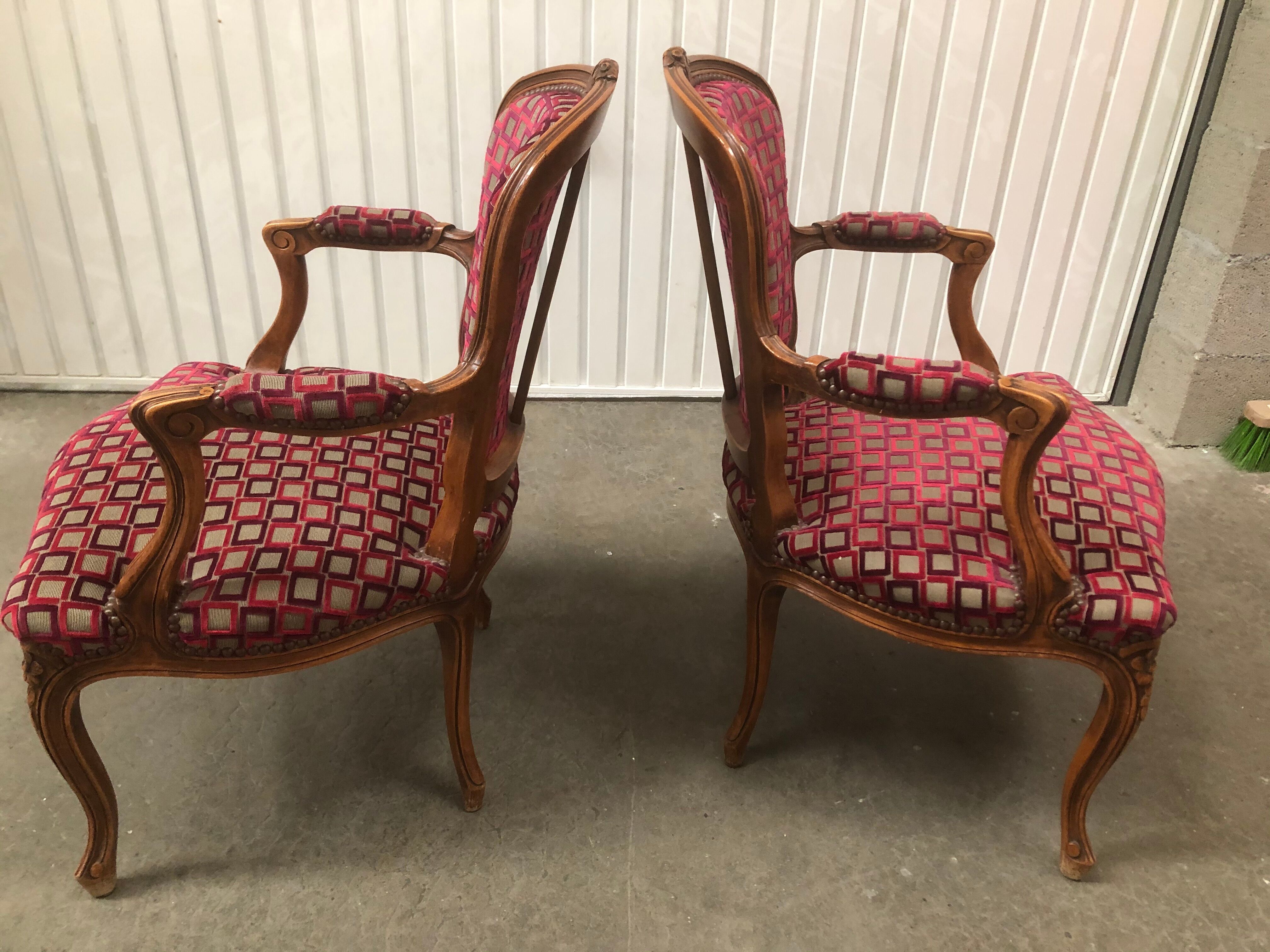 Pair of Louis XV-style armchairs