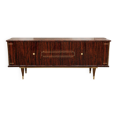 Low buffet enfilade – Art Deco style – Macassar ebony veneer – Brass