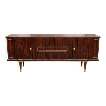 Enfilade buffet bas – Style Art Déco – Placage ébène de Macassar – Laiton