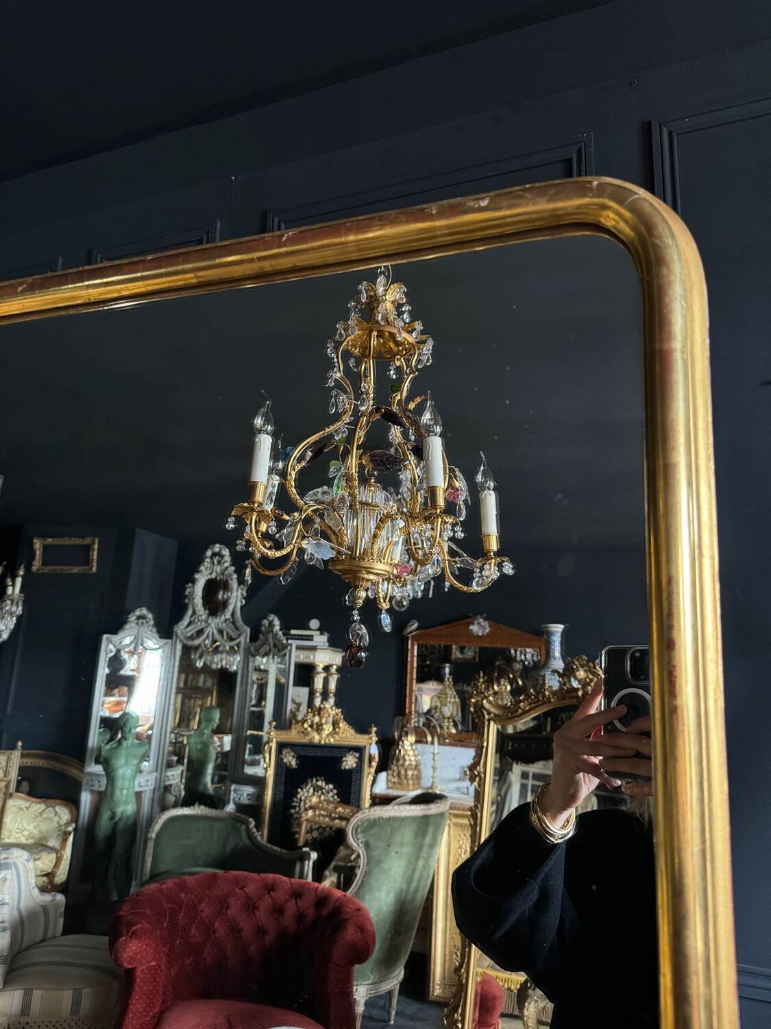 Miroir de cheminée d’époque louis philippe en bois doré (1m88x1m03) xixe
