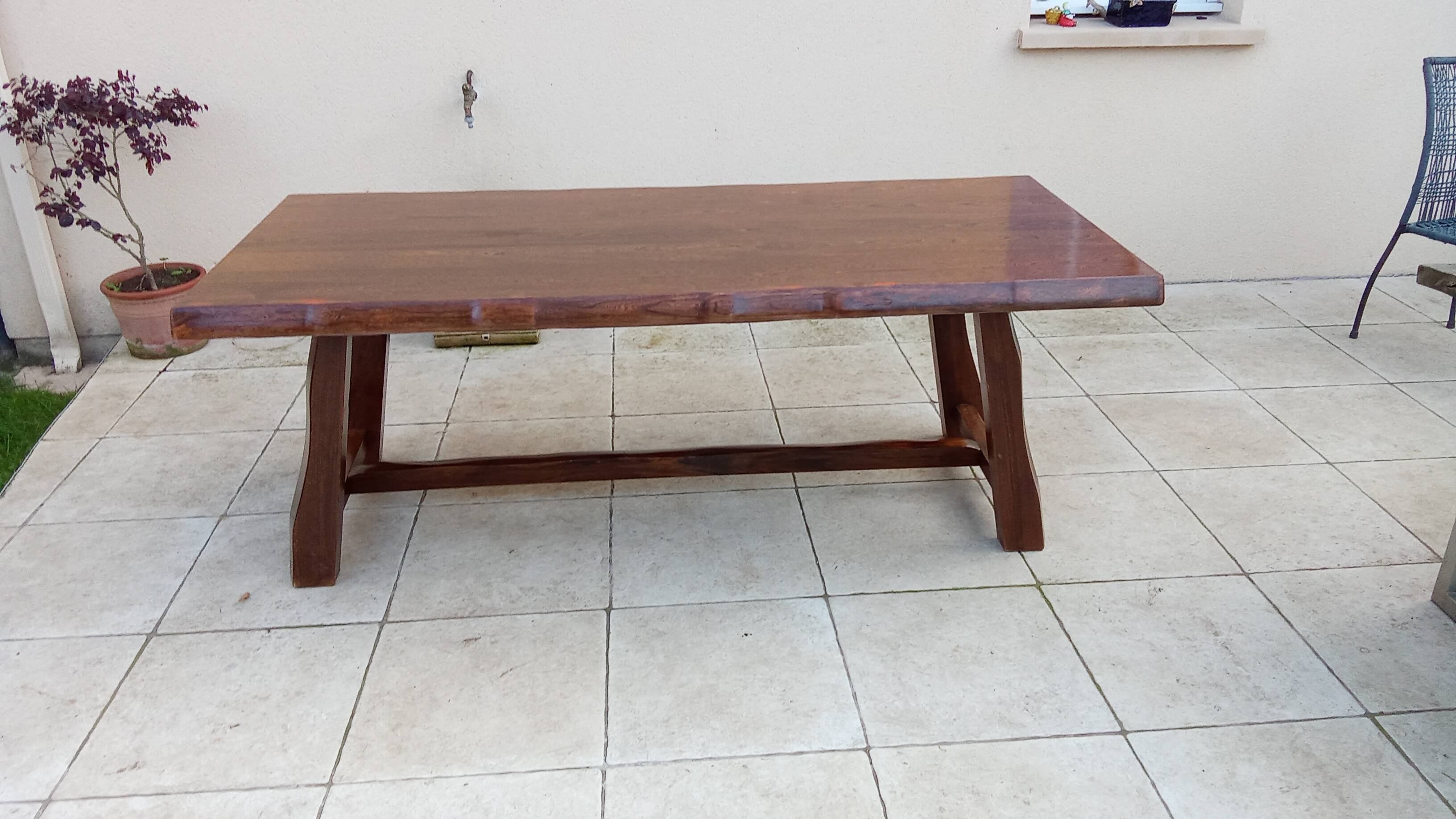 Vintage Scandinavian Brutalist Elm Farmhouse Table